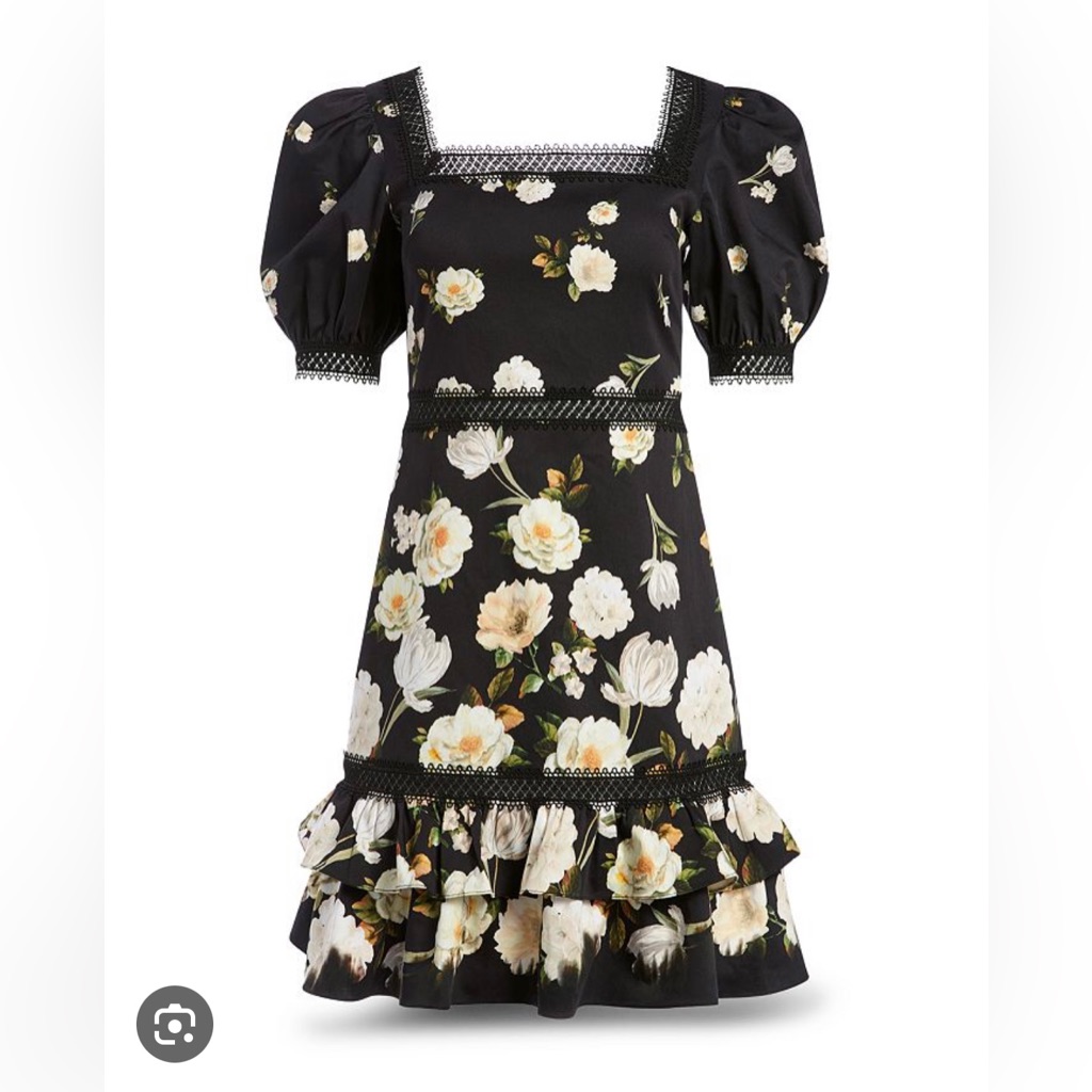 Nwt Alice + Olivia Wylie Floral Puff Sleeve Mini Dress